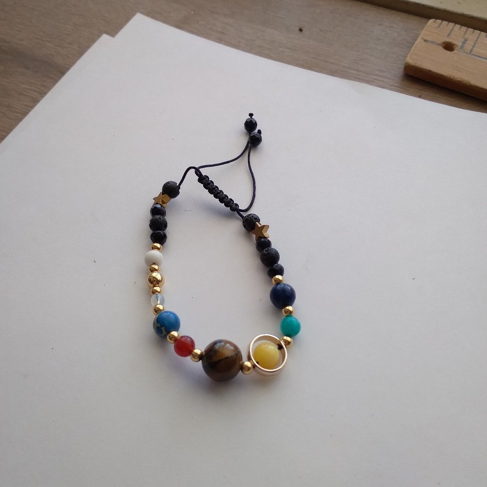 Beaded Rope Multicolor Balls And Loop With Goldto… - image 1